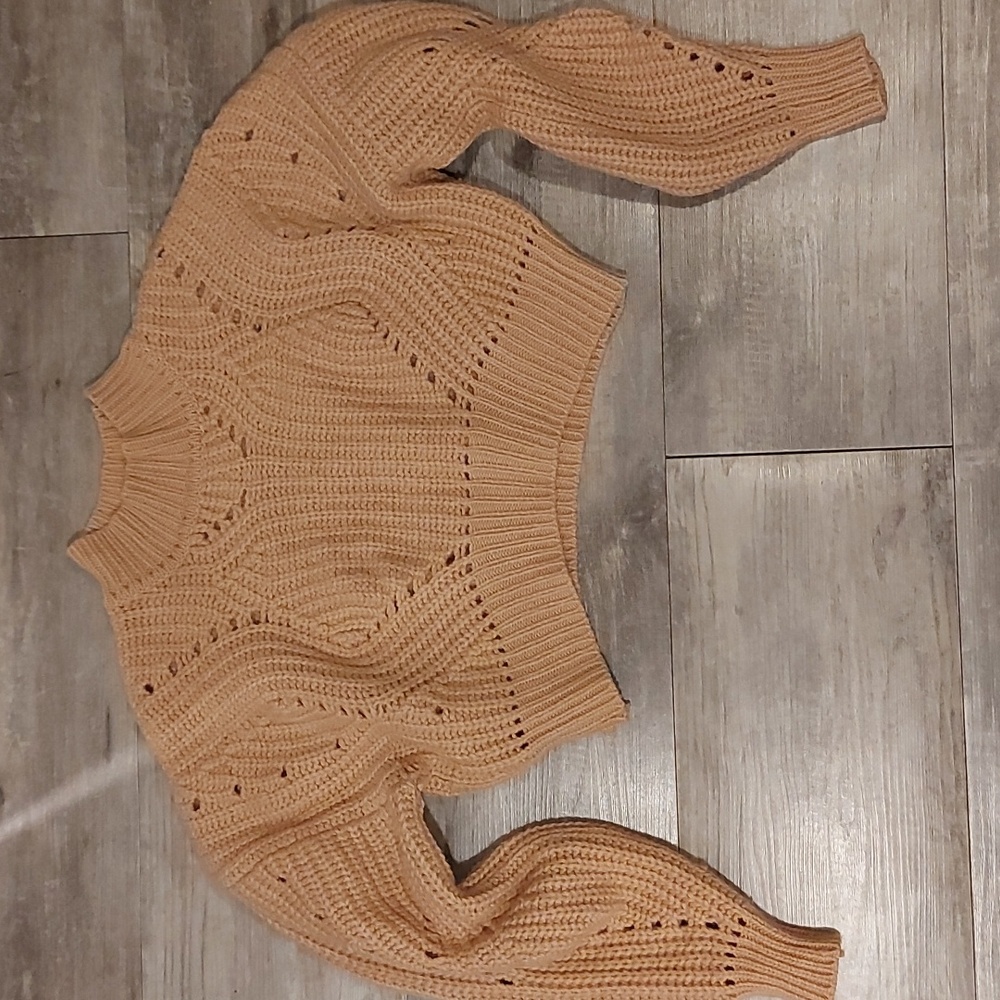 Aritzia Wilfred Goulaine Pink Cropped Turtleneck Sweater